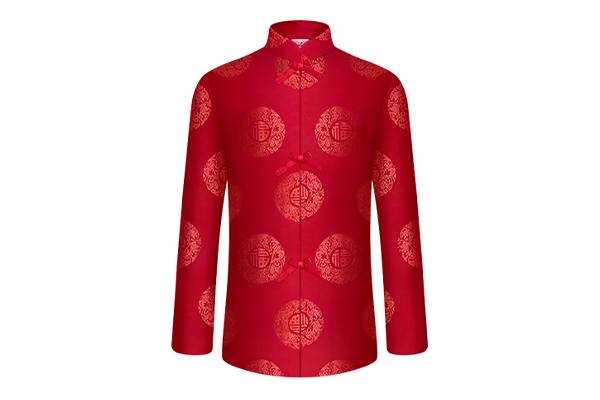 天福系列女士红色福寿团寿衣套装